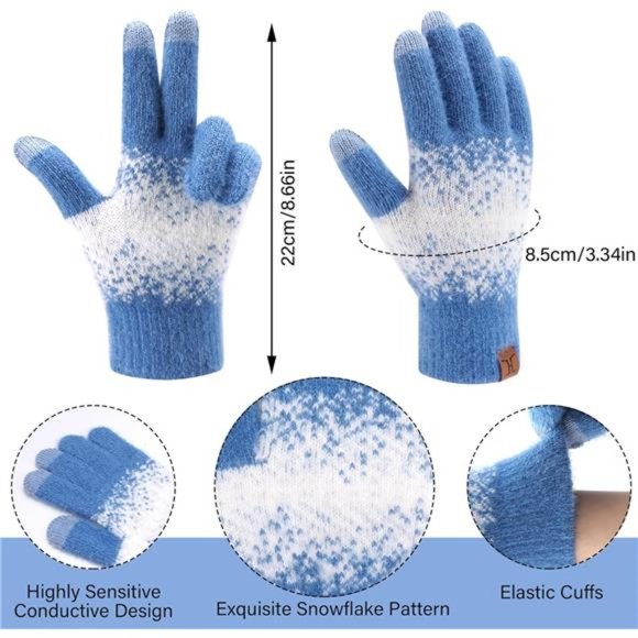 Winter Knit Beanie Hats Gloves Scarf Set Fleece Skull Caps for Women main image 5